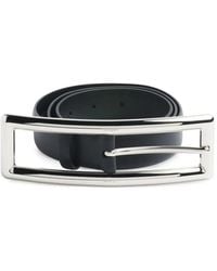 Mugler - Cinturón Con Hebilla Rectangular Plateada - Lyst