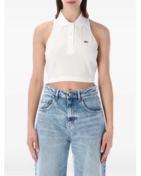 Lacoste - Sleeveless Cropped Polo Shirt - Lyst