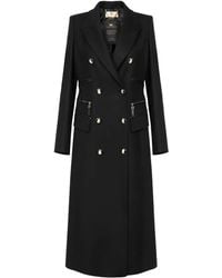 Elisabetta Franchi - Doppelreihiger Mantel mit emaillierten Knöpfen - Lyst