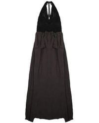 120% Lino - Crochet-Knit Halterneck Maxi Dress - Lyst