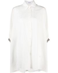 Brunello Cucinelli - Oversized-Hemd mit transparenten Streifen - Lyst