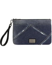 Dolce & Gabbana - Logo-Plaque Denim Clutch Bag - Lyst