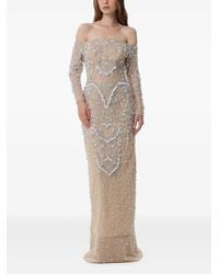 Dina Melwani - Crystal-Embellished Off-Shoulder Maxi Dress - Lyst