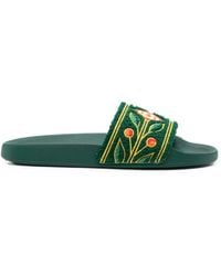 CASABLANCA - Floral-Embroidered Slides - Lyst