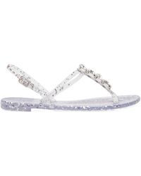 Casadei - Crystal-Embellished Flat Sandals - Lyst