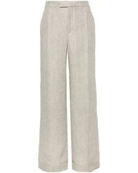 Brunello Cucinelli - High-Waist Tailored Linen Trousers - Lyst