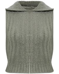 Rick Owens - Ribbed-Knit Sleeveless Hooded Sweater - Lyst