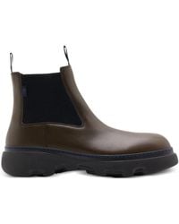 Burberry - Panelled Leather Ankle Boots - Lyst