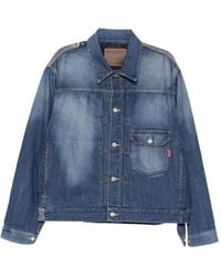 MASTERMIND WORLD - Patchwork Jacquarded Denim Jacket - Lyst