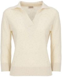 Emme - Sequin-Embellished Quarter-Sleeved Polo-Collar T-Shirt - Lyst