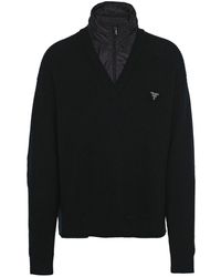 Prada Synthetik Hemdjacke aus Re-Nylon in Schwarz für Herren Herren Bekleidung Pullover und Strickware Sweatjacken 
