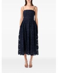 ROTATE BIRGER CHRISTENSEN - 3D Lace Flared Midi Dress Dark - Lyst