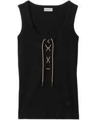 Burberry - Lace-Up Ribbed Tank Top - Lyst