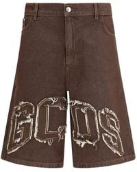 Gcds - Frayed Logo-Patch Shorts - Lyst