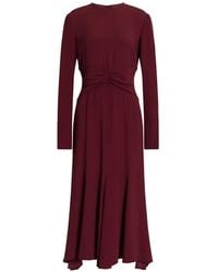 Alberta Ferretti - Midi Ruched-Waist Long-Sleeve Dress - Lyst