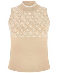 Guess - Logo Pattern Sleeveless Top - Lyst