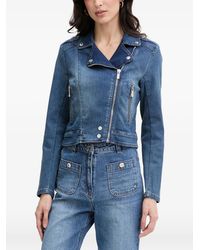 Morgan - Zipped Denim Jacket - Lyst