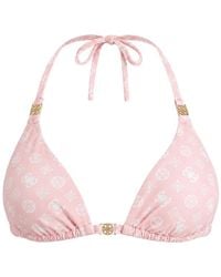 Guess - Monogram-Print Halterneck Bikini Top - Lyst
