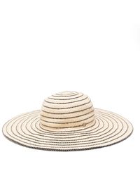 Lauren by Ralph Lauren - Stripe Straw Sun Hat - Lyst