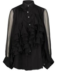 Comme des Garçons - Ruffled Sheer-Panel Shirt - Lyst