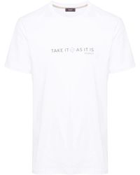 Peserico - Text-print Cotton T-shirt - Lyst