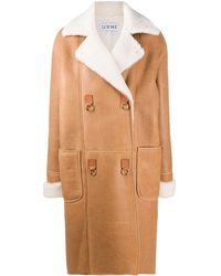 Loewe Oversized Textured Double-breasted Coat - Brown