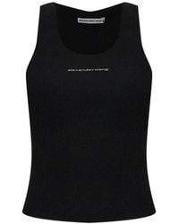 Alexander Wang - Logo-Print Ribbed Tank Top - Lyst