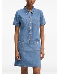 Morgan - Button-Up Short-Sleeve Mini Dress - Lyst