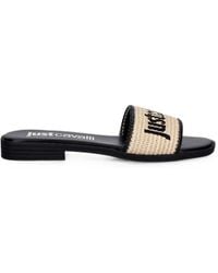 Just Cavalli - Logo-Embroidered Woven Slides - Lyst