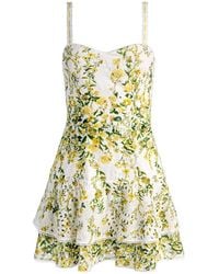 Alice + Olivia - Meredith Floral-Pattern Mini Dress - Lyst