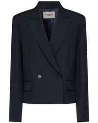 Weekend by Maxmara - Canapa Pinstripe Double-Breasted Blazer - Lyst