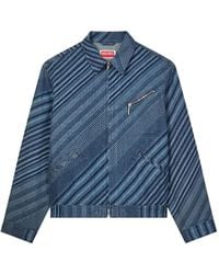 KENZO - Diagonal Stripe Cotton Jacket - Lyst