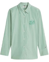 Tommy Hilfiger - Striped-Print Logo-Embroidered Shirt - Lyst