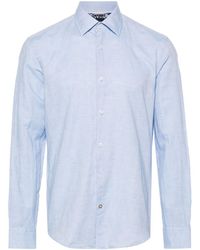 BOSS - Spread-collar Linen-blend Shirt - Lyst