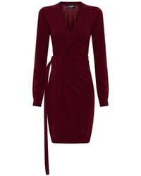 DSquared² - Vestido Corto Cruzado Con Cintura Lazada - Lyst