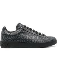 Dolce & Gabbana - Black & Grey Coated Jacquard Portofino Sneakers - Lyst