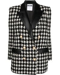 Moschino - Houndstooth-Pattern Double-Breasted Jacket - Lyst