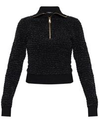 Balmain - Bouclé-Knit Quarter-Zip Sweater - Lyst