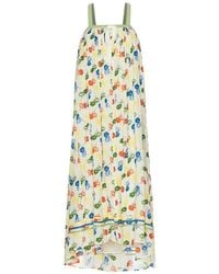 Bode - Flower Stamp Midi Dress - Lyst