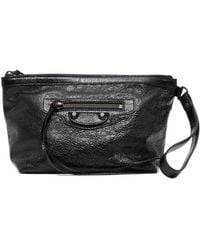 Balenciaga - Le City Crinkled Leather Clutch Bag - Lyst