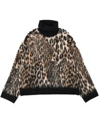 Ganni - Animal-Print Roll-Neck Sweater - Lyst