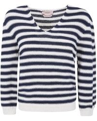 Twinset - Striped V-Neck Knitwear - Lyst