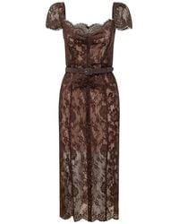 Self-Portrait - Belted Floral-Lace Midi Dress - Lyst