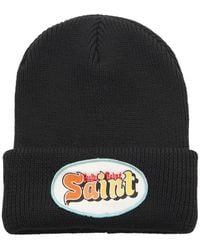 SAINT Mxxxxxx - Logo-Patch Ribbed-Knit Beanie Hat - Lyst