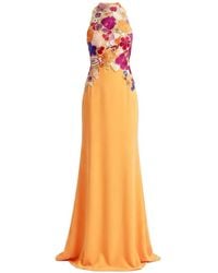 Gemy Maalouf - Mock-Neck Floral-Corset Maxi Dress - Lyst