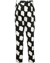 4SDESIGNS - Pleated Geometric-Print Trousers - Lyst