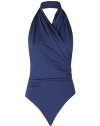 ANDAMANE - Vina Draped Halterneck Bodysuit - Lyst