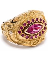 Aurelie Bidermann - 18Kt Cashmere Gelbgoldring Mit Rubellit, Rubin Und Diamanten - Lyst