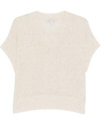 Antonelli - Sequin-Embellishment V-Neck Top - Lyst