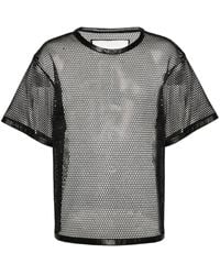 Jil Sander - Perforated Leather-Trim T-Shirt - Lyst